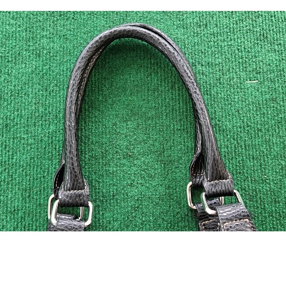 Black Faux Leather Handbag‎ Shoulder Bag Small Purse Pocketbook Silver Detail - Picture 6 of 9